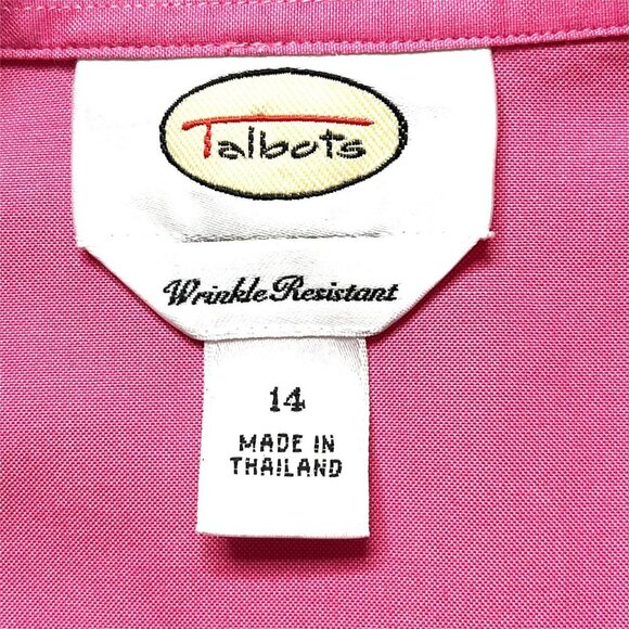 Talbots Wrinkle Resistant Button Up Blouse size 14 Pink Career Office - Picture 4 of 6